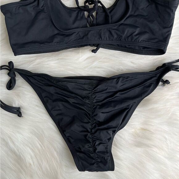 NWT L*space Swimsuit Set Romi Lace Up Bikini Top Large Side Tie Bottom Medium - Picture 6 of 9